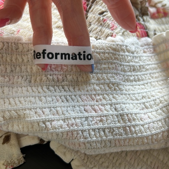 Reformation Inka Dress in Leila Off Shoulder Smocked Floral Womens Size XL - Picture 12 of 15